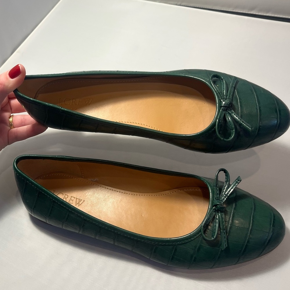J Crew Croc Embossed Ballet Flats size 8